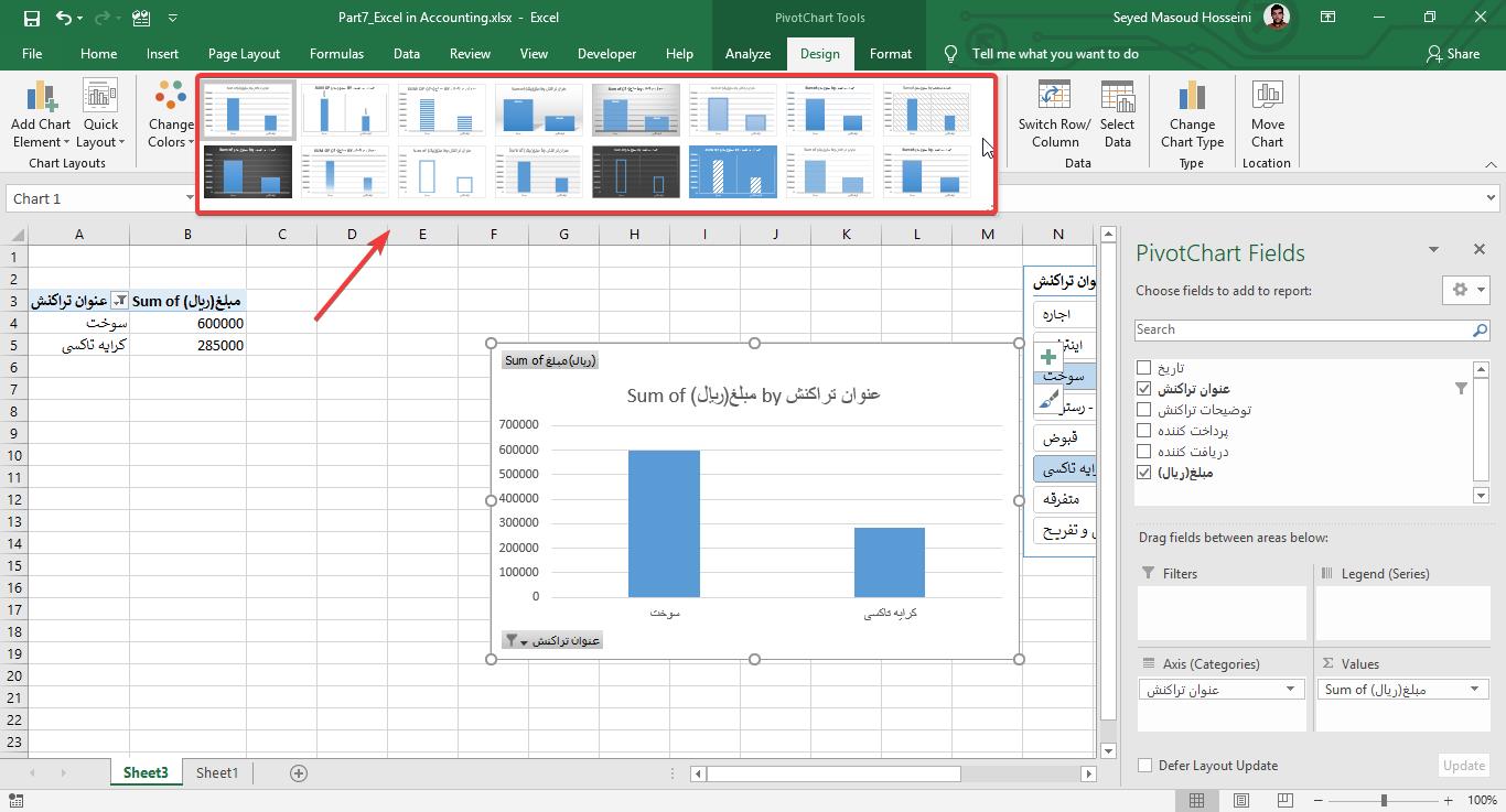 نحوه ترسیم نمودار از جدول اکسل (Chart)