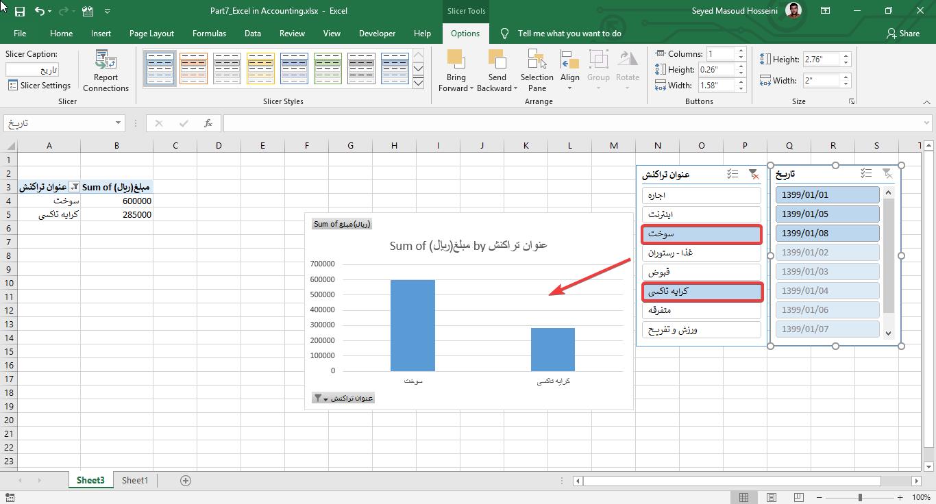 نحوه ترسیم نمودار از جدول اکسل (Chart)