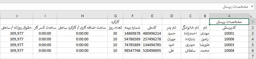 فیش حقوقی در اکسل