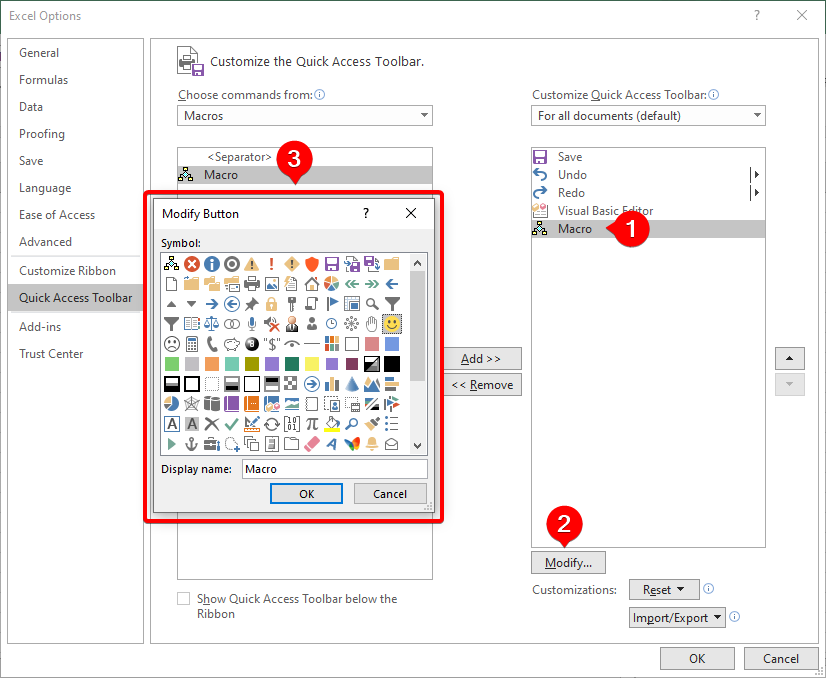 نحوه افزودن ماکرو به نوار Quick Access Toolbar
