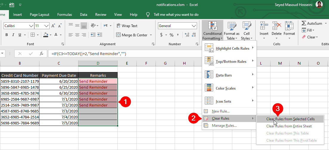 استفاده از ابزار Conditional Formatting در ایجاد آلارم(Notifications)