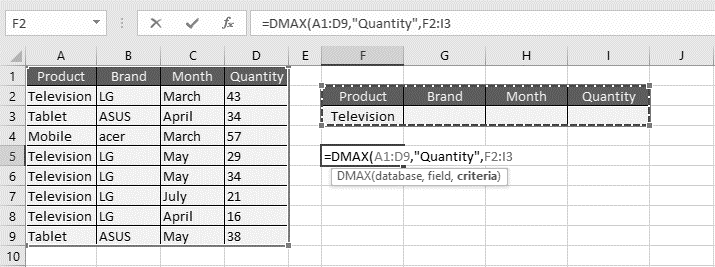 معرفی و کاربرد تابع DMAX در اکسل